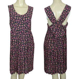 Vintage Jody California Floral‎ Print Sleeveless Dress Open Back and Bow size 9
